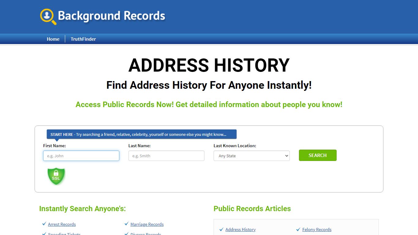 Find Address History For Anyone - Background Records